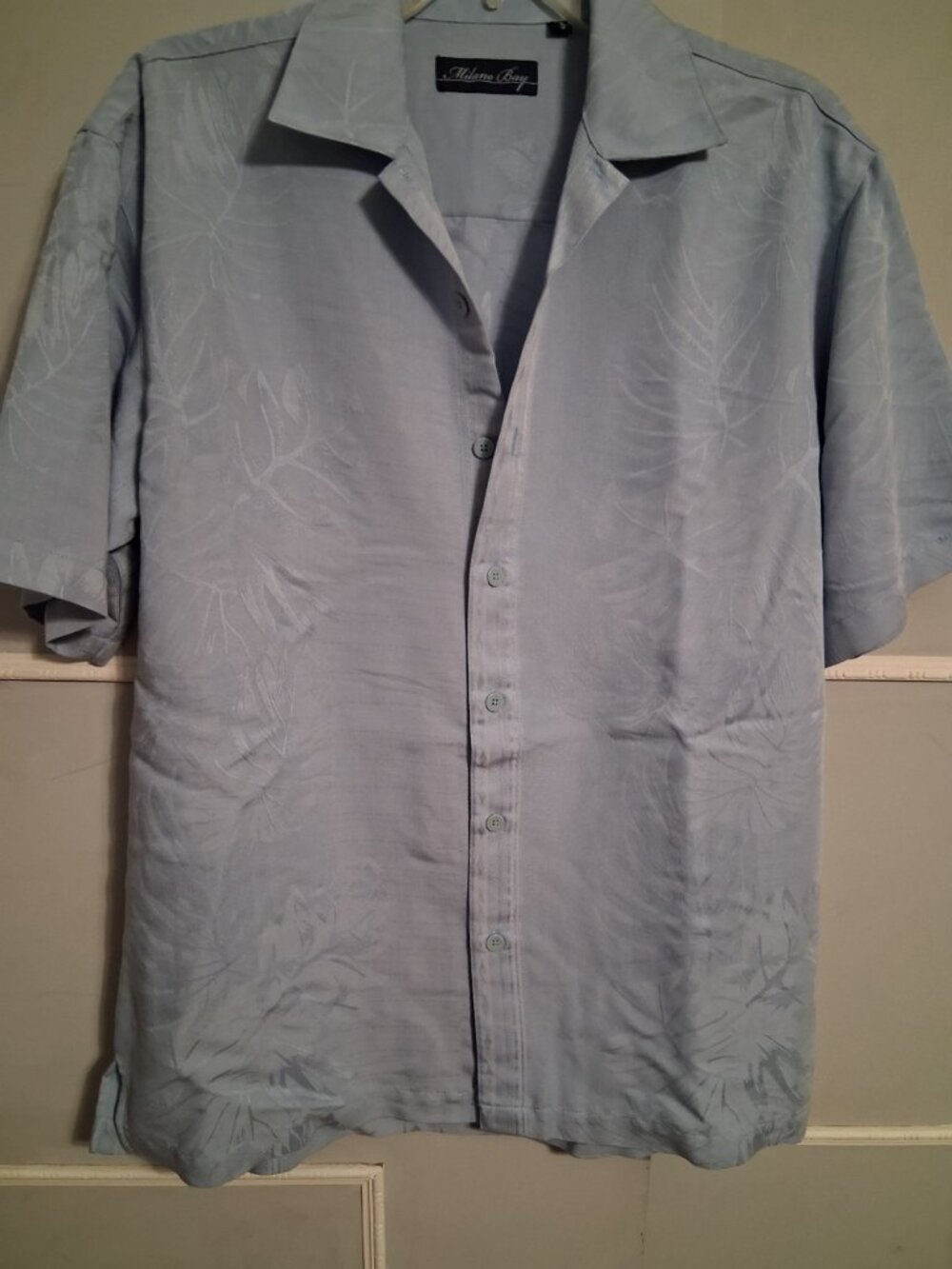 Milano Bay Shirt Mens S Blue Palm Tree Hawaiian Aloha Short Sleeve Button Up